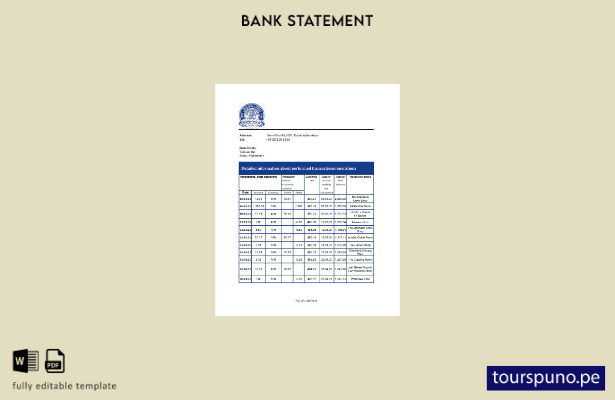 listo para imprimir plantilla de Excel de extracto bancario de Afganistán Da Afg